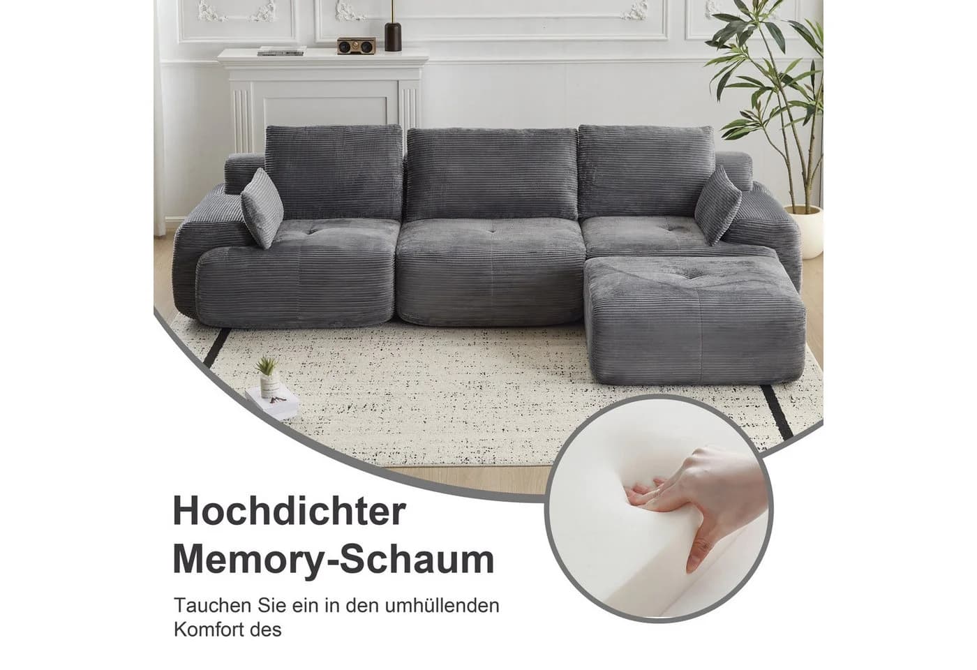 Leawin Sofa 3-2-1 Sitzer mit Bettfunktion modern kompakt flexibel - Bild 3