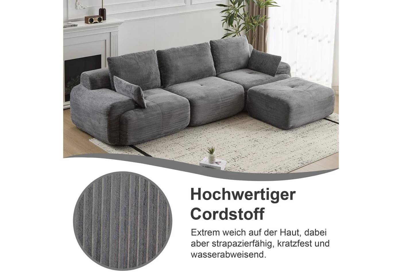 Leawin Sofa 3-2-1 Sitzer mit Bettfunktion modern kompakt flexibel - Bild 4
