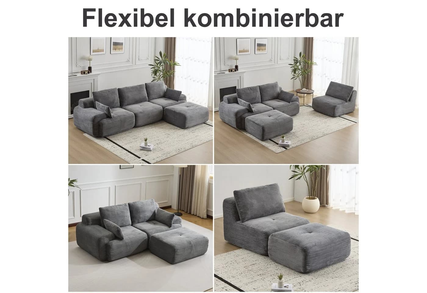 Leawin Sofa 3-2-1 Sitzer mit Bettfunktion modern kompakt flexibel - Bild 5