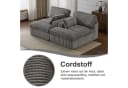 Leawin Cordsofa 2-Sitzer Bettfunktion Grau Modernes Schlafsofa Bild 4