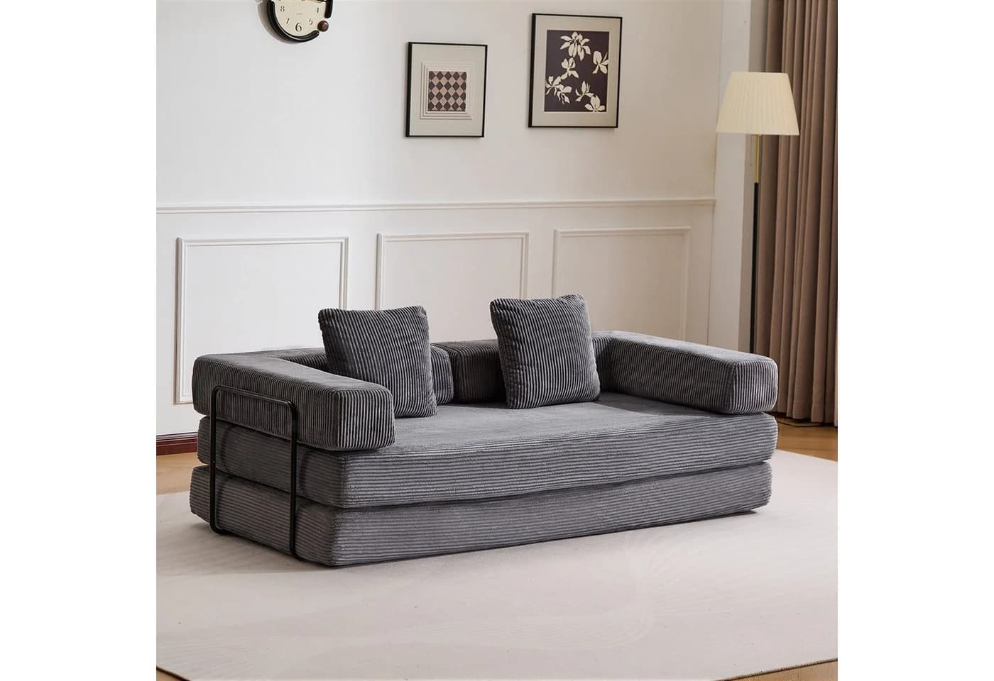 Leawin 4-in-1 Wohnzimmersofa mit Bettfunktion – faltbares Cord Schlafsofa, Bequemes & modernes Schlafsofa aus Cord – ideal für kleine Räume - Bild 2