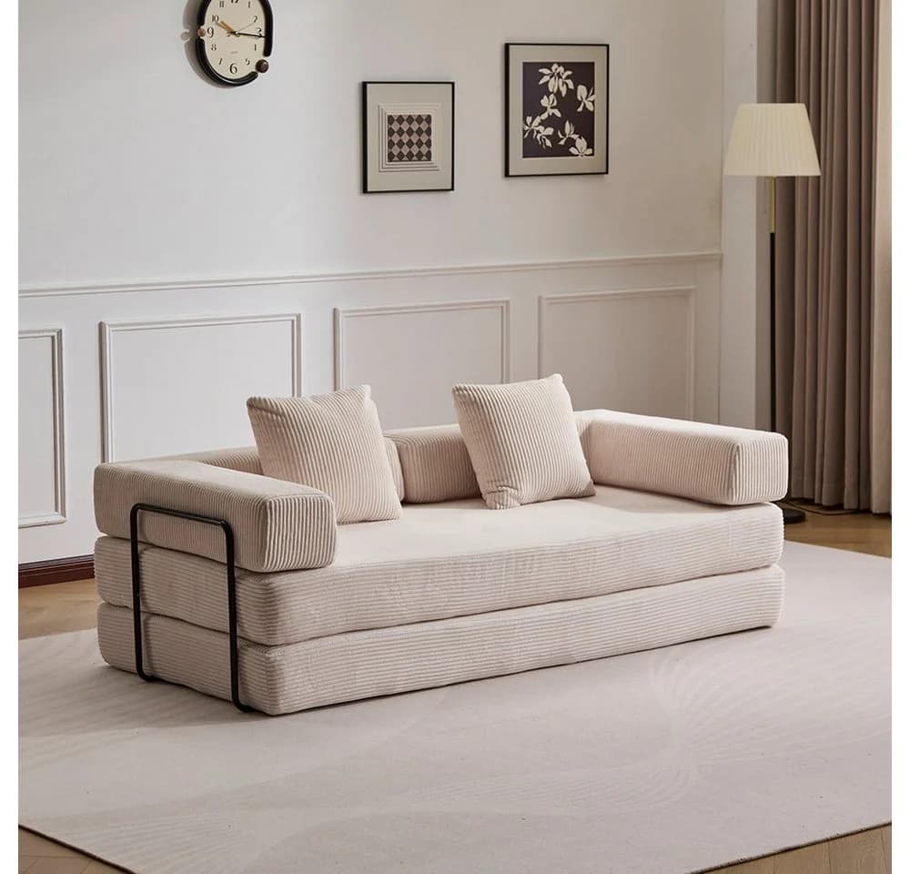 Leawin 4-in-1 Wohnzimmersofa Beige Cord - Bild 2