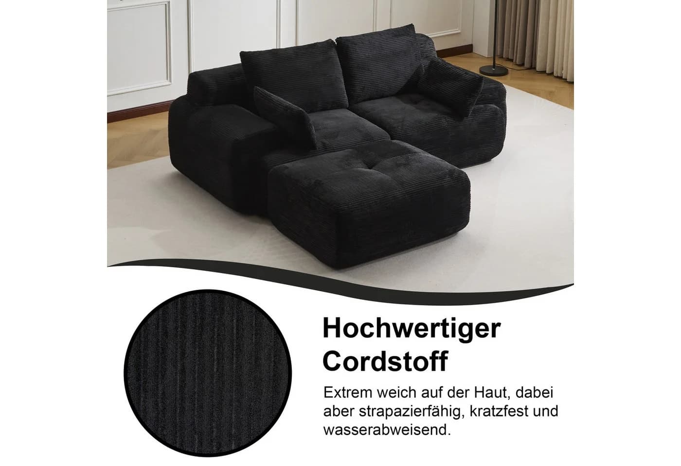 Leawin 2-Sitzer Sofa Cordstoff Modular Ergonomisch - Bild 3