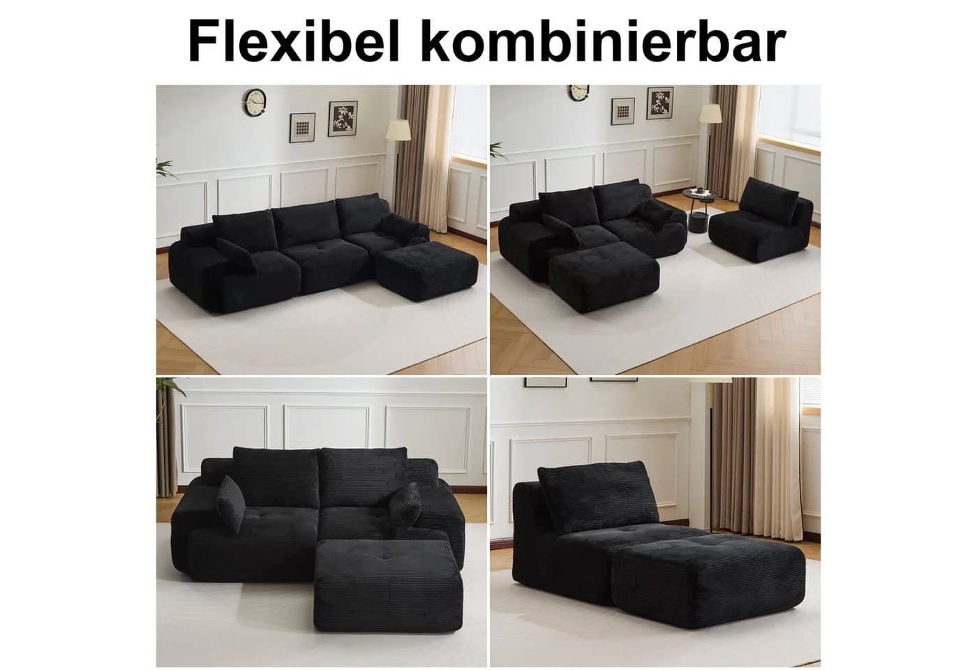 Leawin 2-Sitzer Sofa Cordstoff Modular Ergonomisch - Bild 4