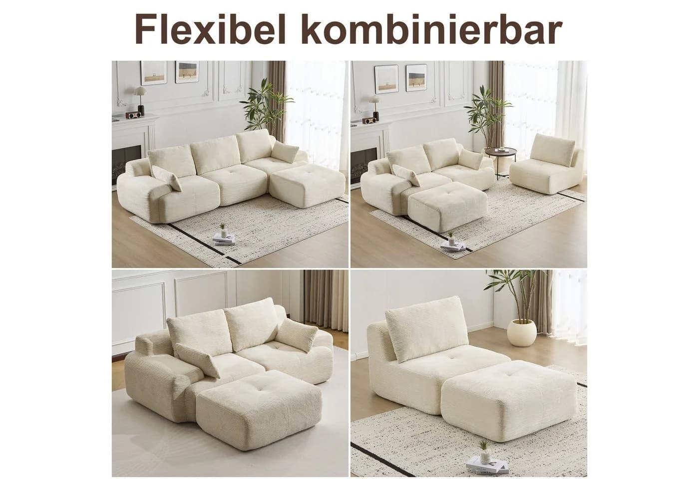 Leawin 2-Sitzer Sofa Cordstoff Modular Ergonomisch - Bild 4
