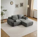 Leawin 2-Sitzer Sofa Cordstoff Grau Schwarz Modern Bild 2