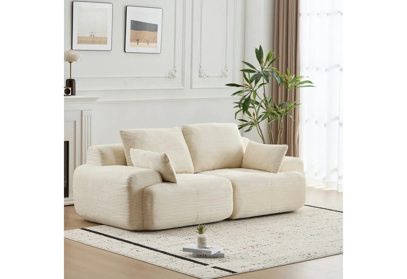 Leawin Sofa Modulares 2-Sitzer Cord Sofa Schwarz/Weiß/Grau/Grün - Bild 2