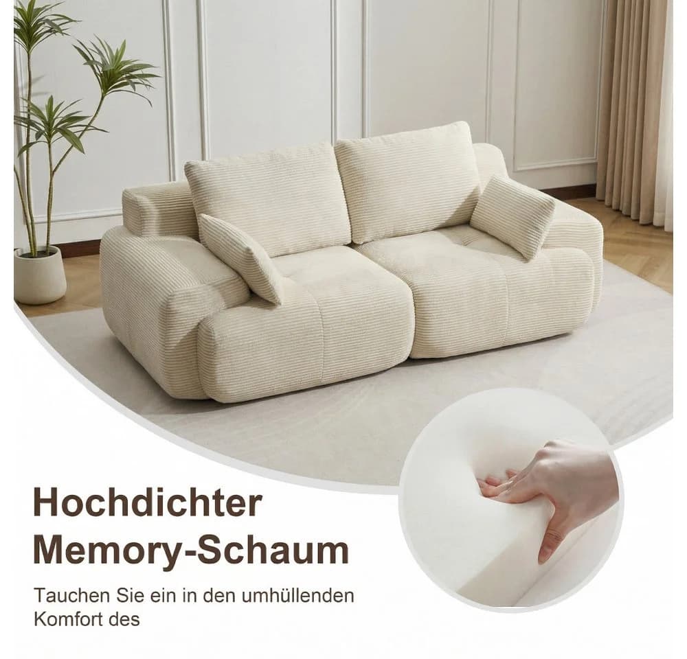 Leawin Sofa Modulares 2-Sitzer Cord Sofa Schwarz/Weiß/Grau/Grün - Bild 3