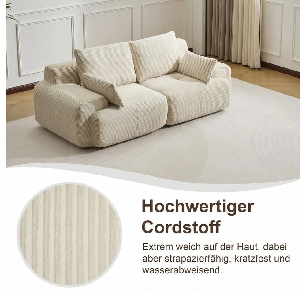 Leawin Sofa Modulares 2-Sitzer Cord Sofa Schwarz/Weiß/Grau/Grün - Bild 4