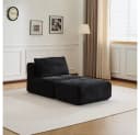 Leawin Lounge Sessel mit Hocker Cordstoff Schwarz Bild 2