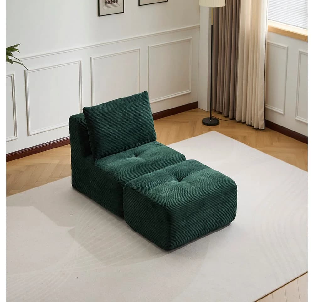 Leawin Lounge Sessel mit Hocker Cordstoff - Bild 2