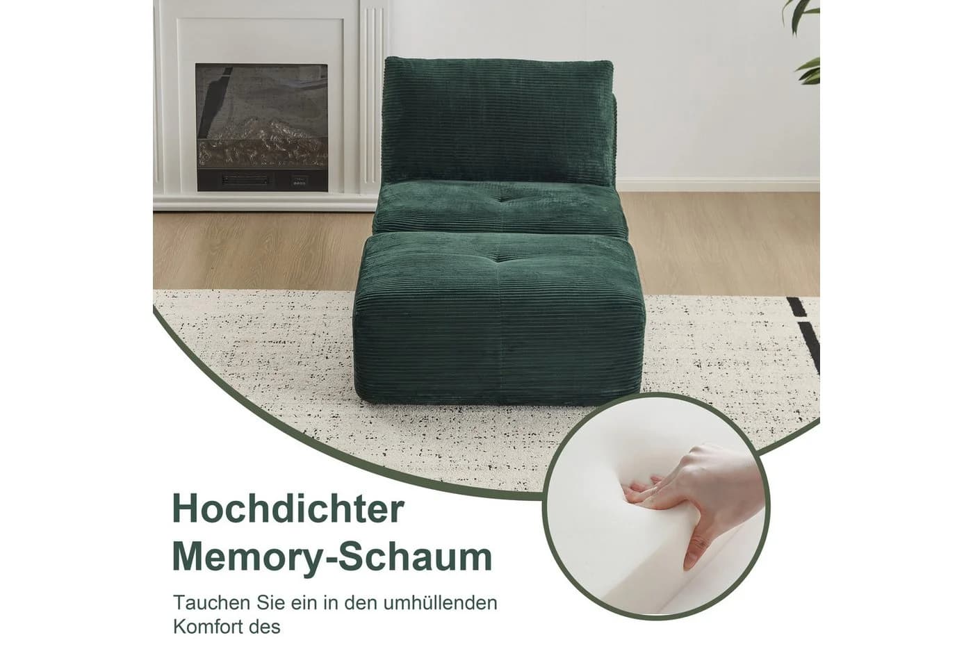 Leawin Lounge Sessel mit Hocker Cordstoff - Bild 3