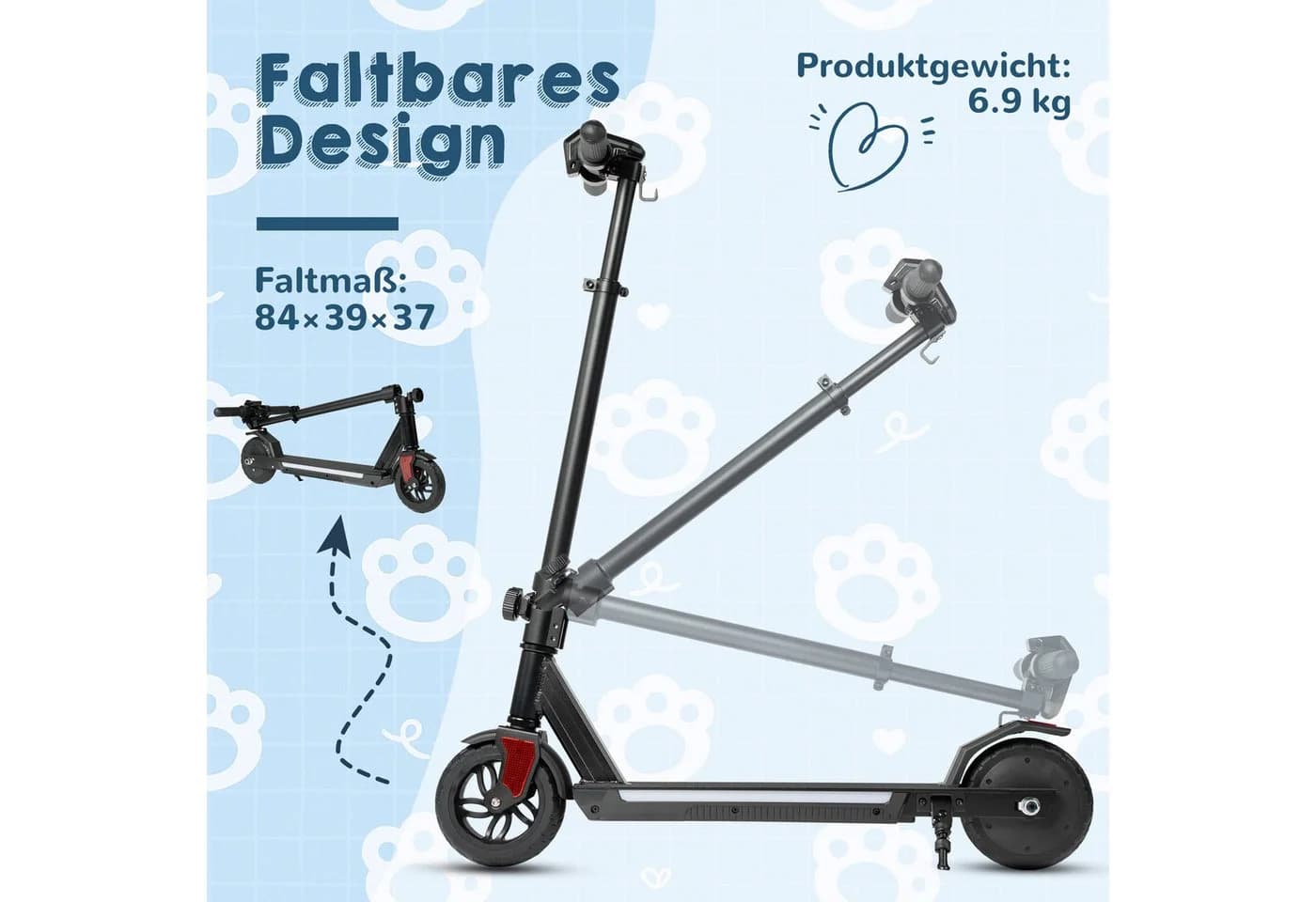 Vankel Elektro-Kinderroller Klappbar 15km Bunt - Bild 5