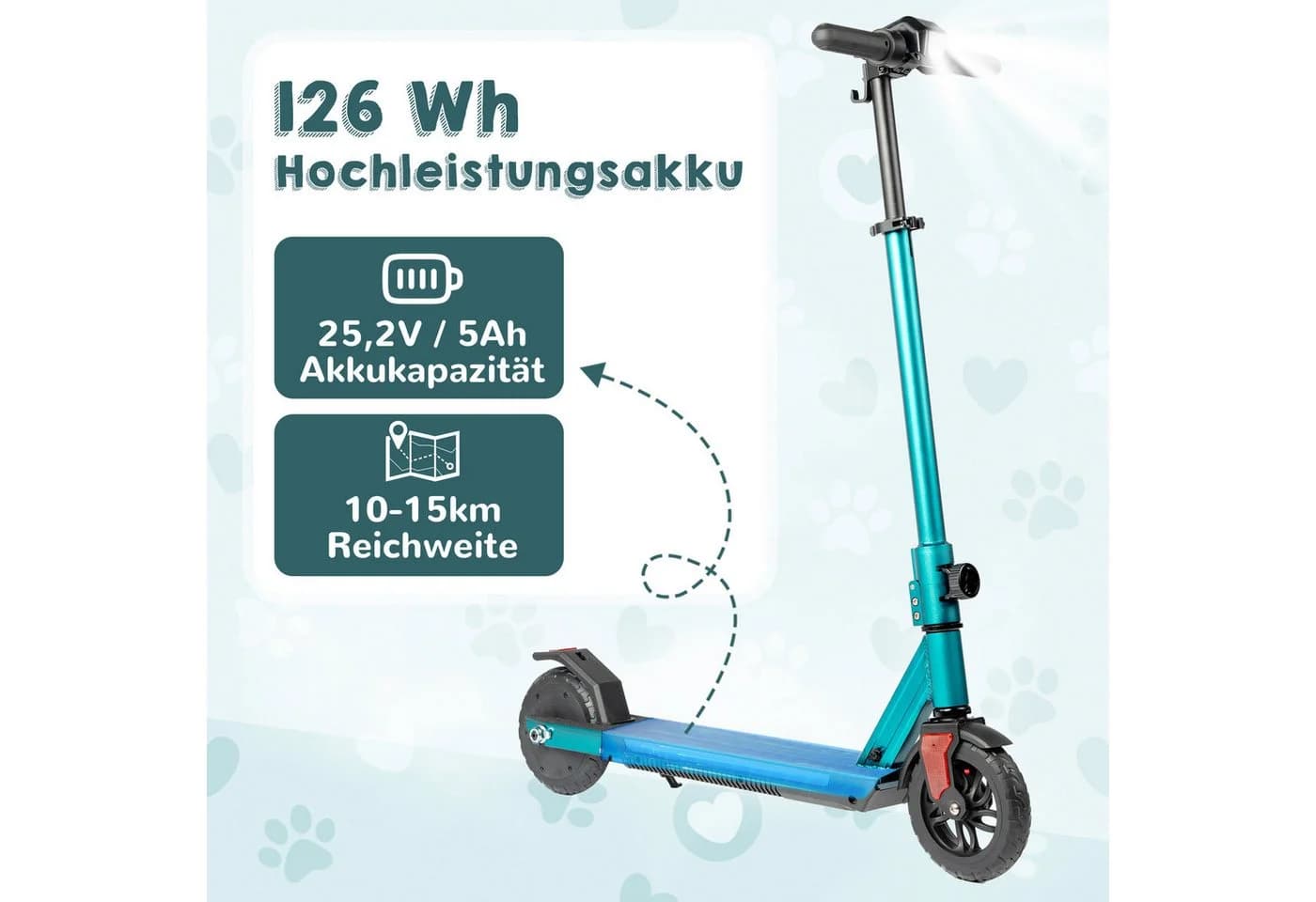 Vankel Elektro-Kinderroller Klappbar 15km Grün - Bild 3
