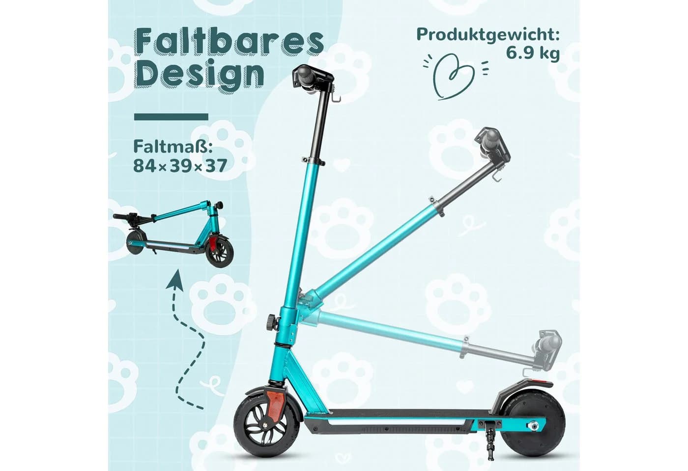 Vankel Elektro-Kinderroller Klappbar 15km Grün - Bild 5