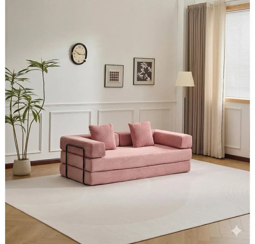 Leawin 4-in-1 Schlafsofa mit Bettfunktion Cord grau/beige/blau/schwarz - Bild 2