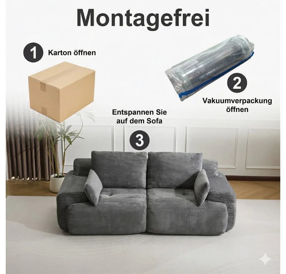 Leawin 2-Sitzer Sofa Wohnzimmer Modular Cordstoff Komfort - Bild 5
