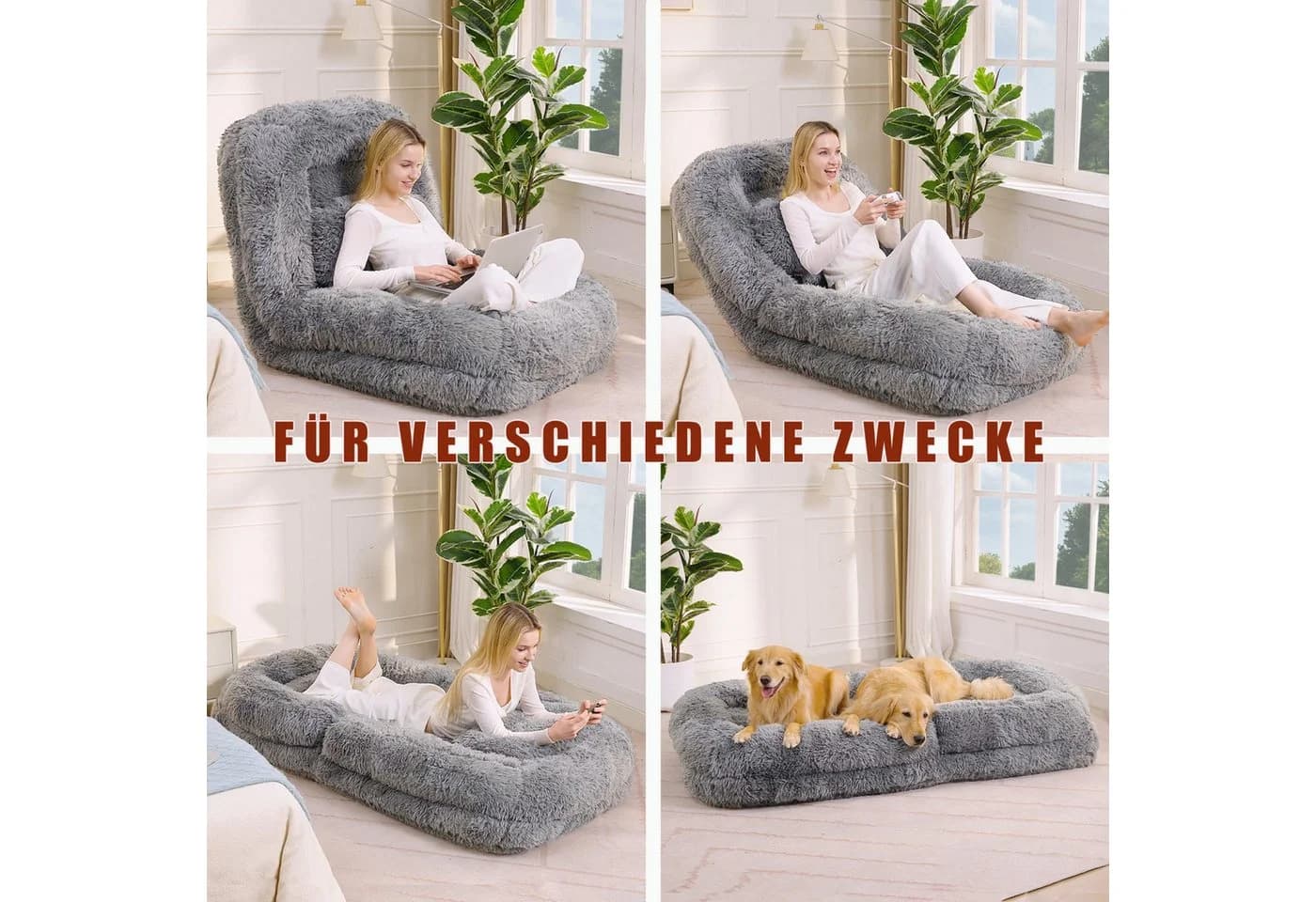 ANYSUN Sitzsack Relaxsessel Grau 5-stufig verstellbar - Bild 3