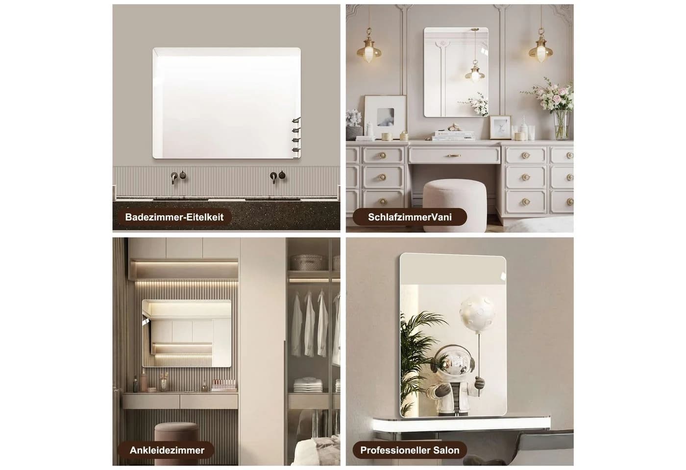 ANYSUN Rahmenloser Wandspiegel HD Kupferfrei Glas Modern - Bild 3