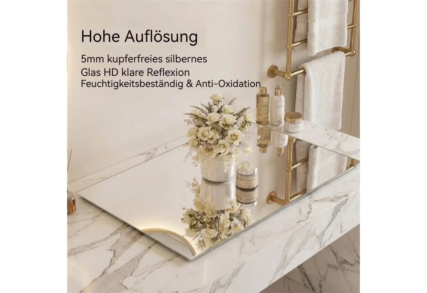 ANYSUN Rahmenloser Wandspiegel HD Kupferfrei Glas Modern - Bild 5