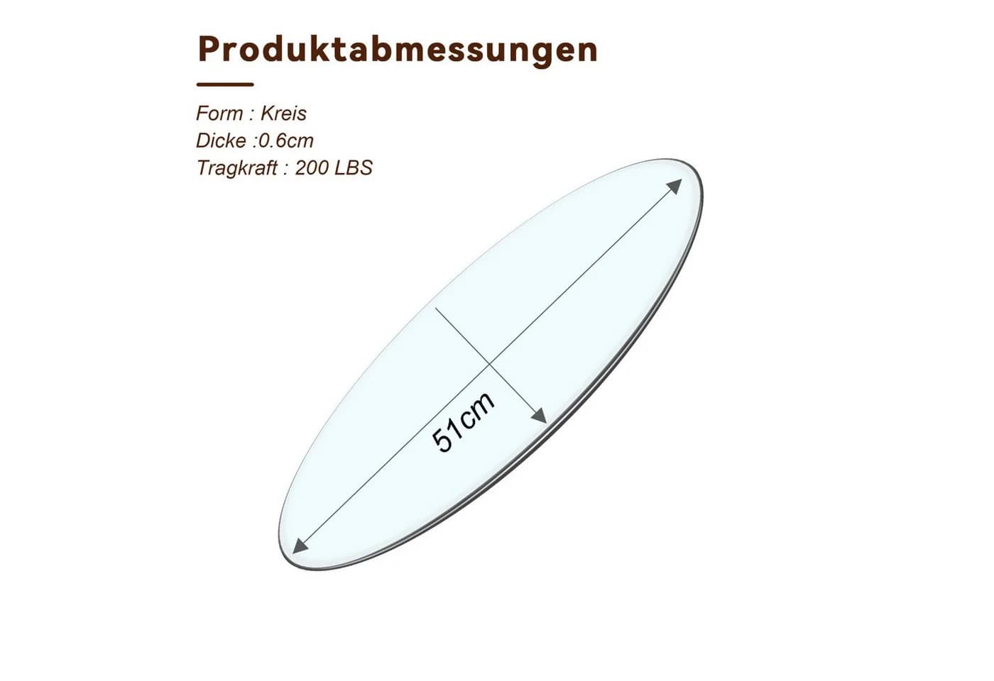 ANYSUN Runde Tischplatte aus vorgespanntem Glas, transparent