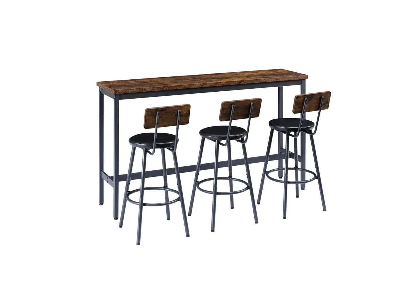 ANYSUN Bartisch-Set mit 3 Hockern, Industrie-Design Braun/Schwarz - Bild 2