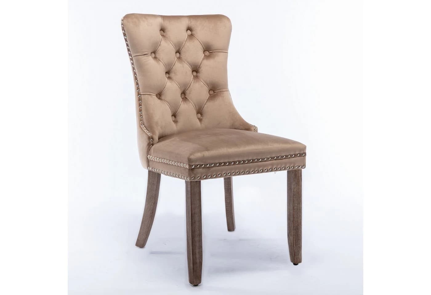 ANYSUN Esszimmerstuhl 2er-Set Khaki Samt Chesterfield Massivholz - Bild 4