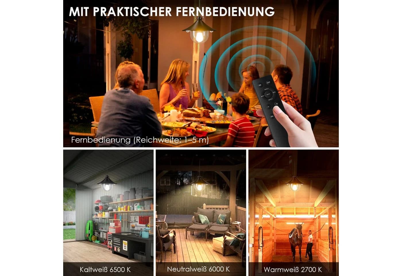 Quntis LED Solarleuchte hängeleuchte mit Bewegungsmelder & Fernbedienung - Bild 3