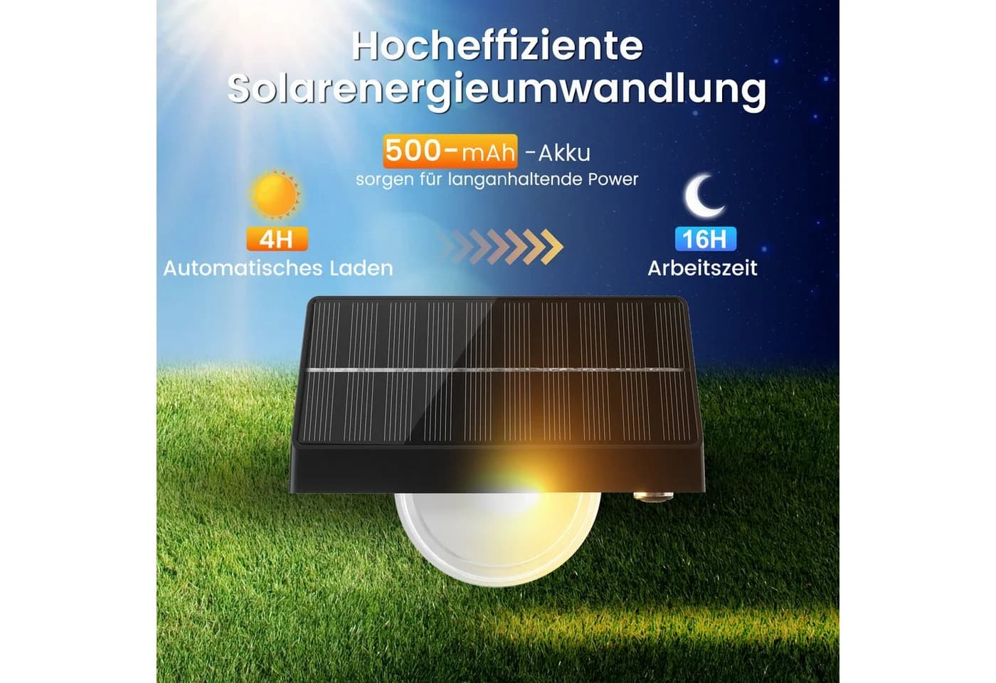 Quntis Solar-Stufenleuchte IP65 10 Modi RGB LED Außen - Bild 3