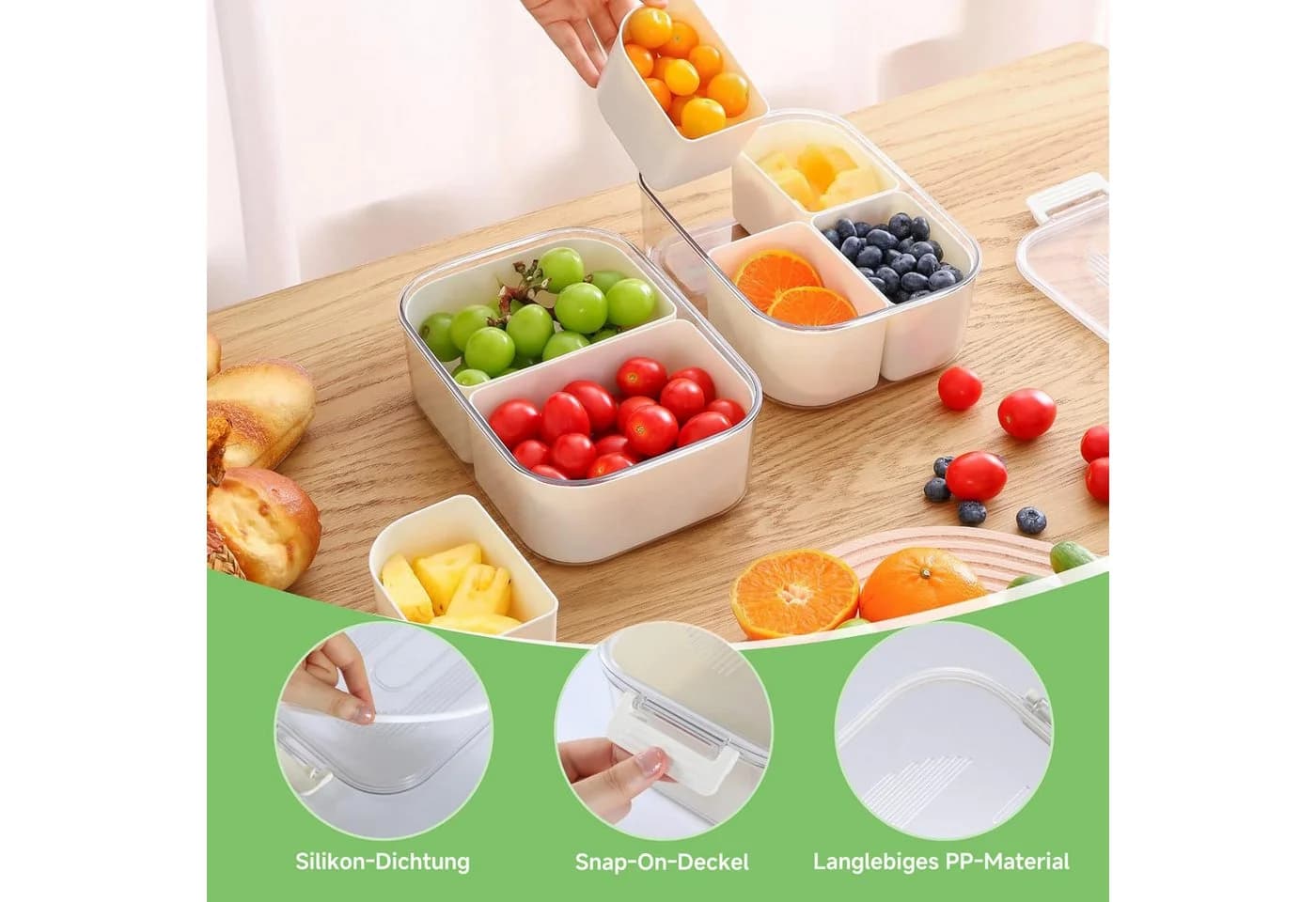 Elegear Snackbox mit 4 Fächern, Polypropylen, Spülmaschinenfest - Bild 4