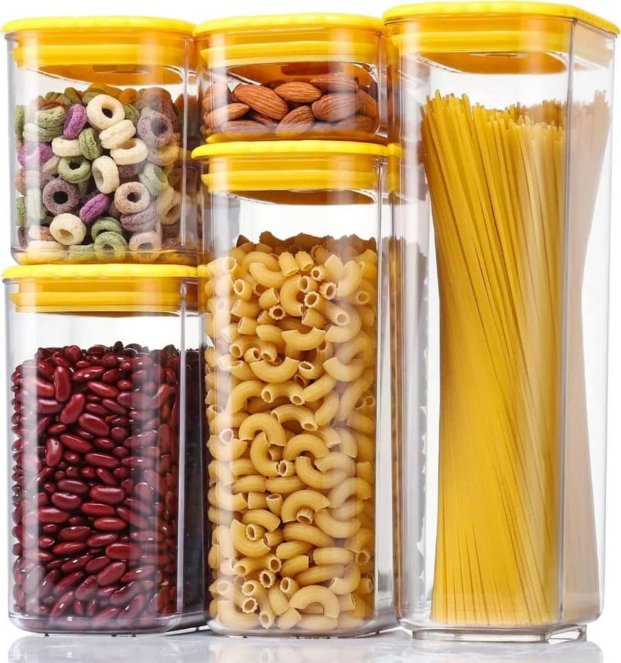 Elegair Frischhaltedosen-Set 5-teilig Luftdicht Stapelbar Transparent/Gelb - Bild 2