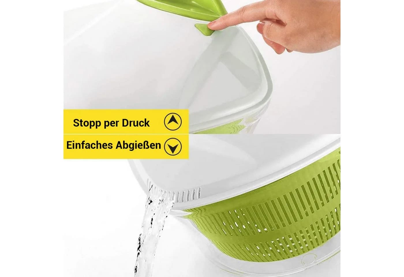 Elegear Salatschleuder 5L Schwarz BPA-frei mit Schüssel - Bild 4
