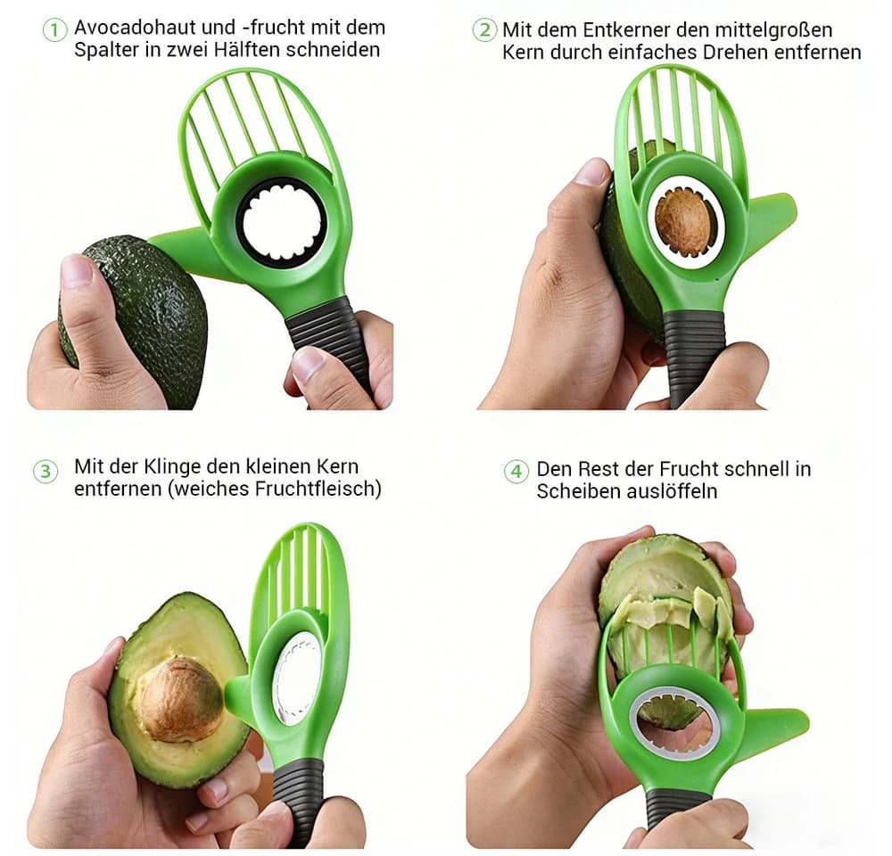 Elegear 3-in-1 Avocadoschneider Grün mit rutschfestem Griff - Bild 4