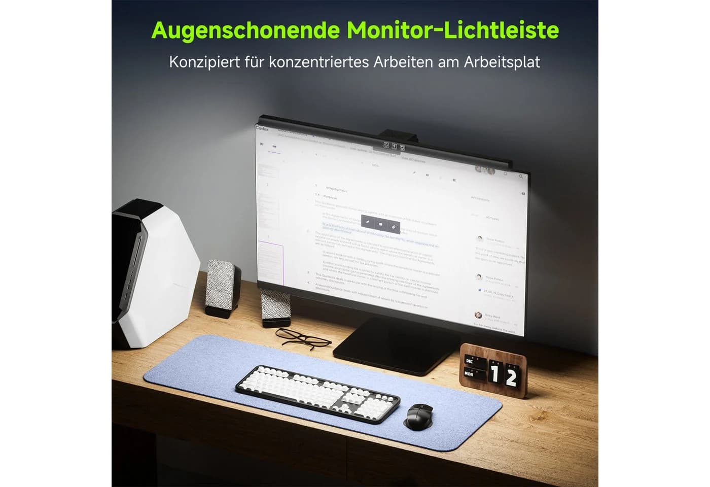 Quntis LED Schreibtischlampe Monitor Clip Touch Dimmbar Timer USB-C