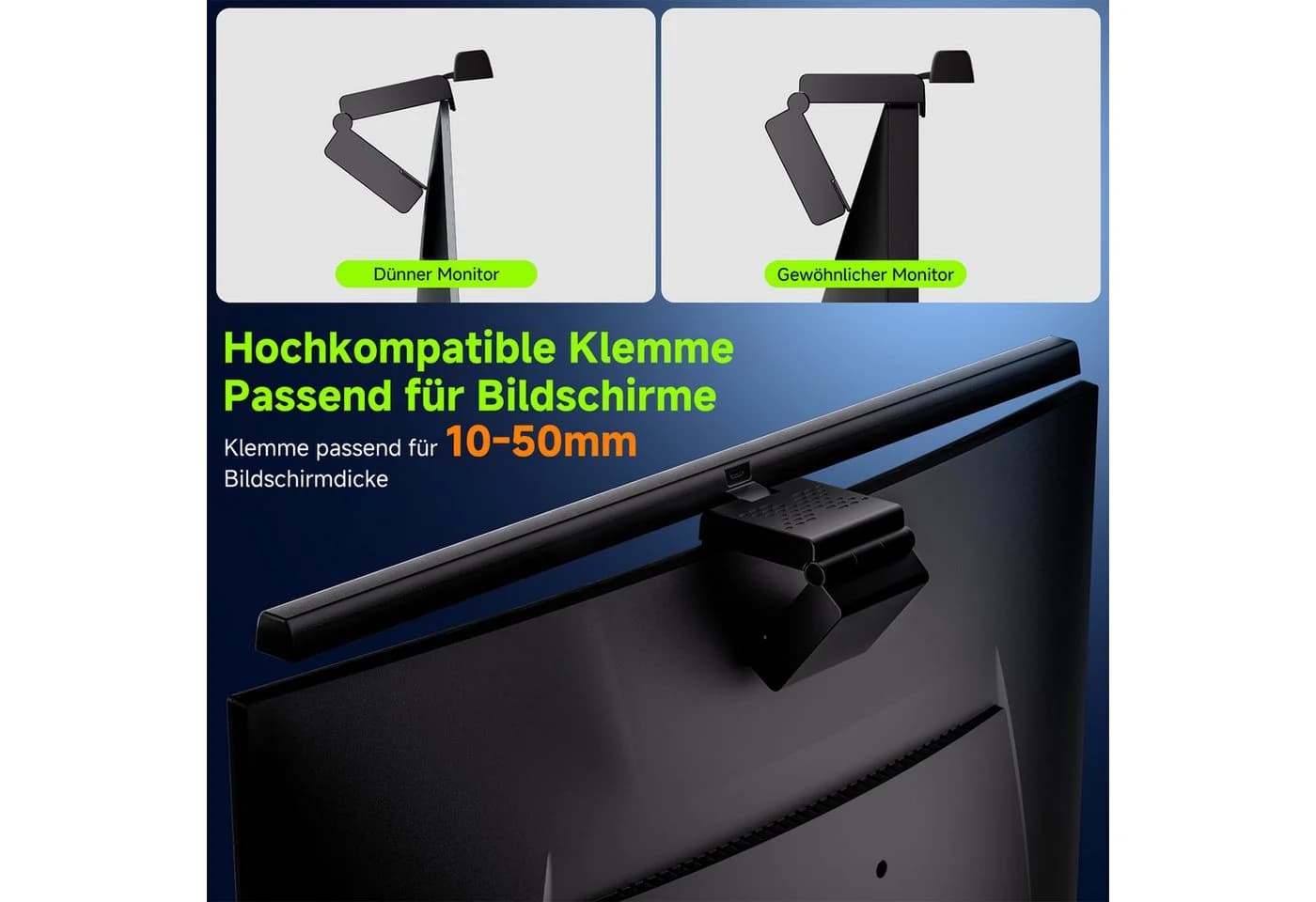 Quntis LED Schreibtischlampe Monitor Clip Touch Dimmbar Timer USB-C - Bild 4