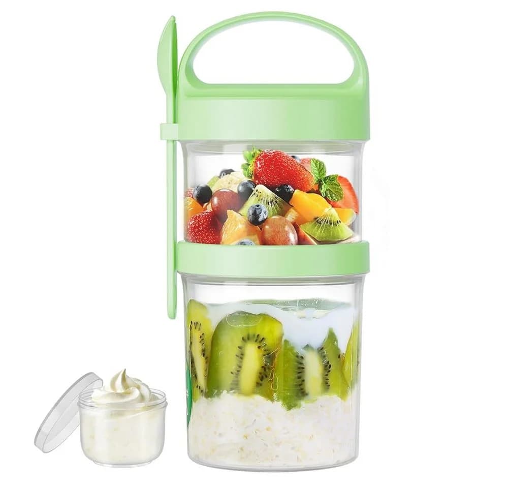 Elegear Müslibecher to Go Grün mit Löffel & 3-Schicht-System - Bild 2