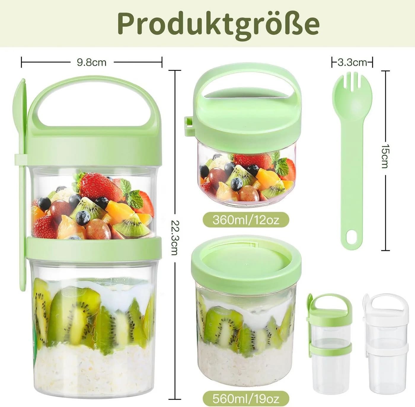 Elegear Müslibecher to Go Grün mit Löffel & 3-Schicht-System - Bild 3