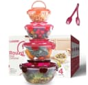 Elegair Salatschüssel-Set 4-tlg. Rot Stapelbar mit Deckel Bild 2