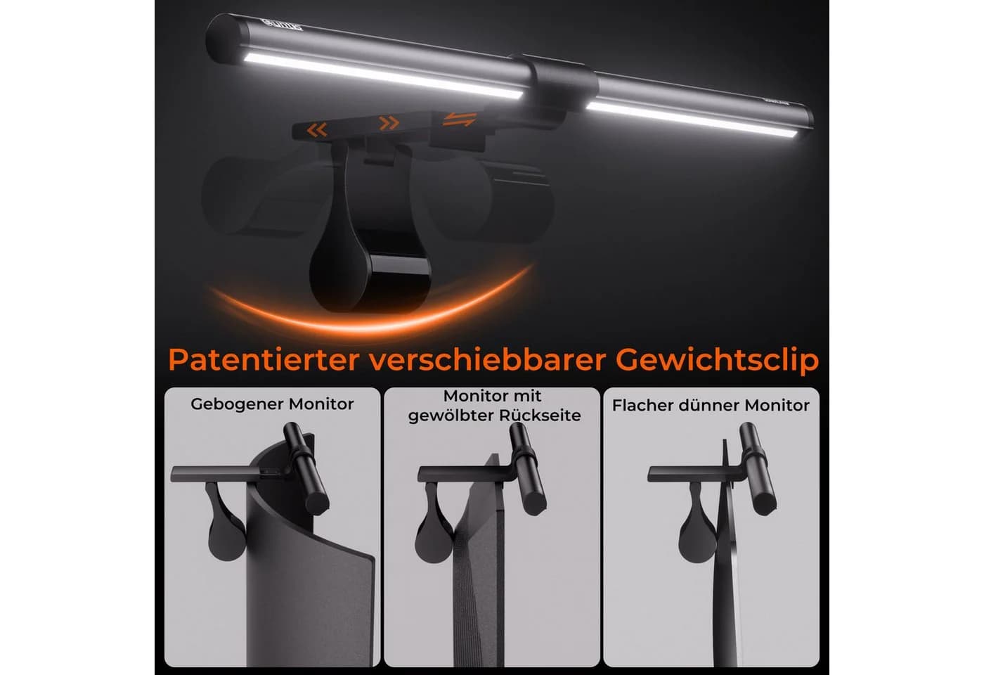 Quntis LED Schreibtischlampe Grau Dimmbar Monitorlampe