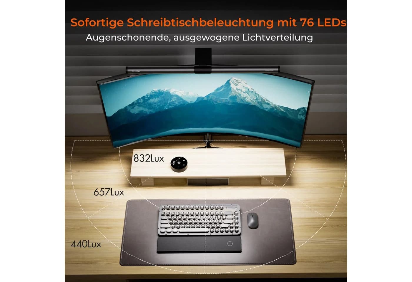 Quntis LED Schreibtischlampe Grau Dimmbar Monitorlampe - Bild 3