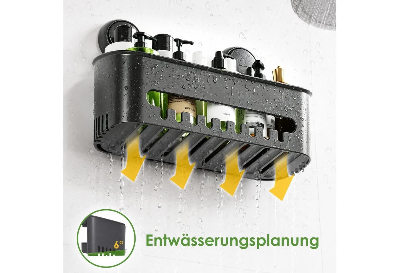 Elegear Duschkorb Saugnapf Duschablage Weiß/Grau Kunststoff - Bild 3