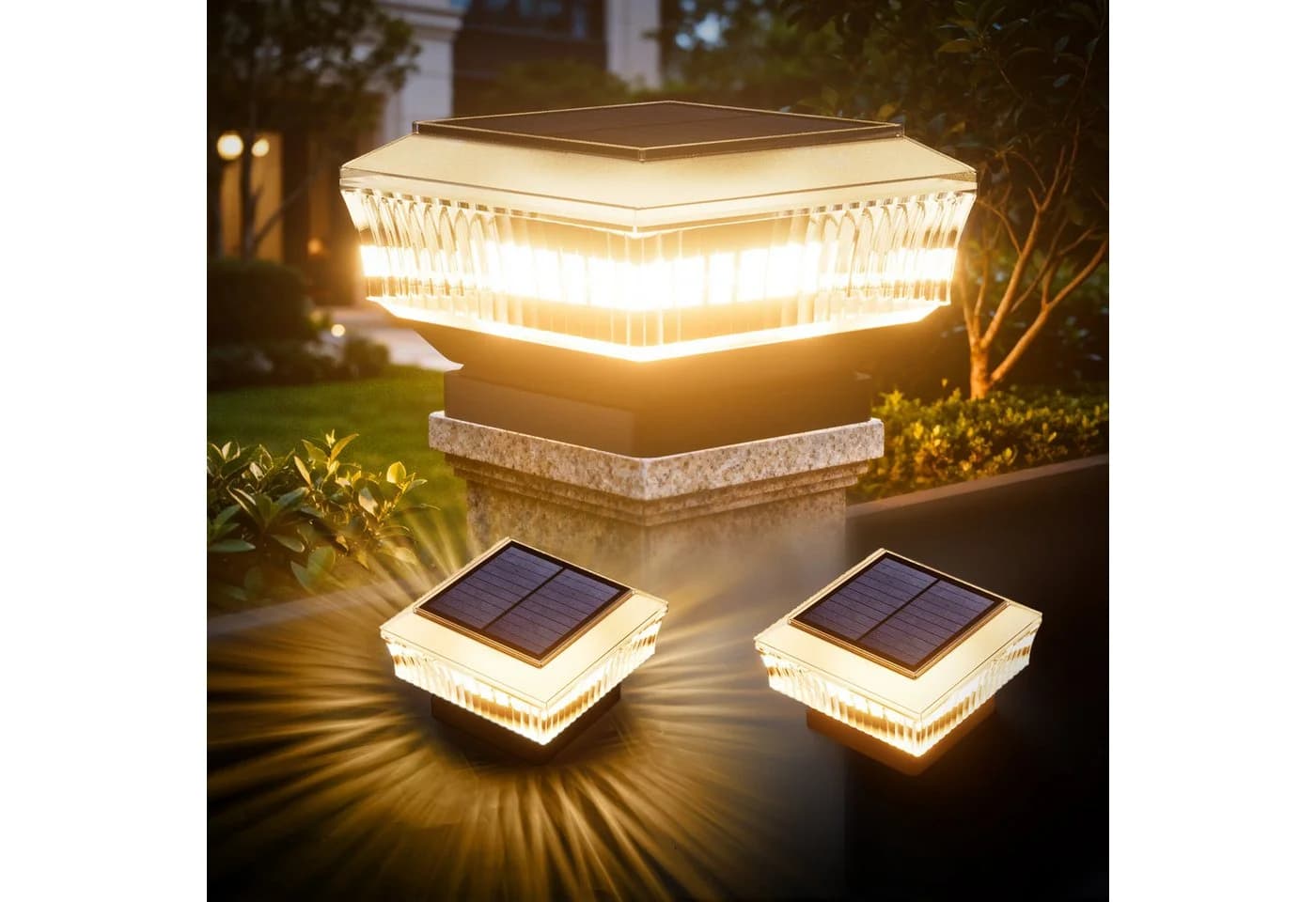 Quntis LED Solarleuchte Pfostenleuchte Außen 3 Modi ABS+PC - Bild 2