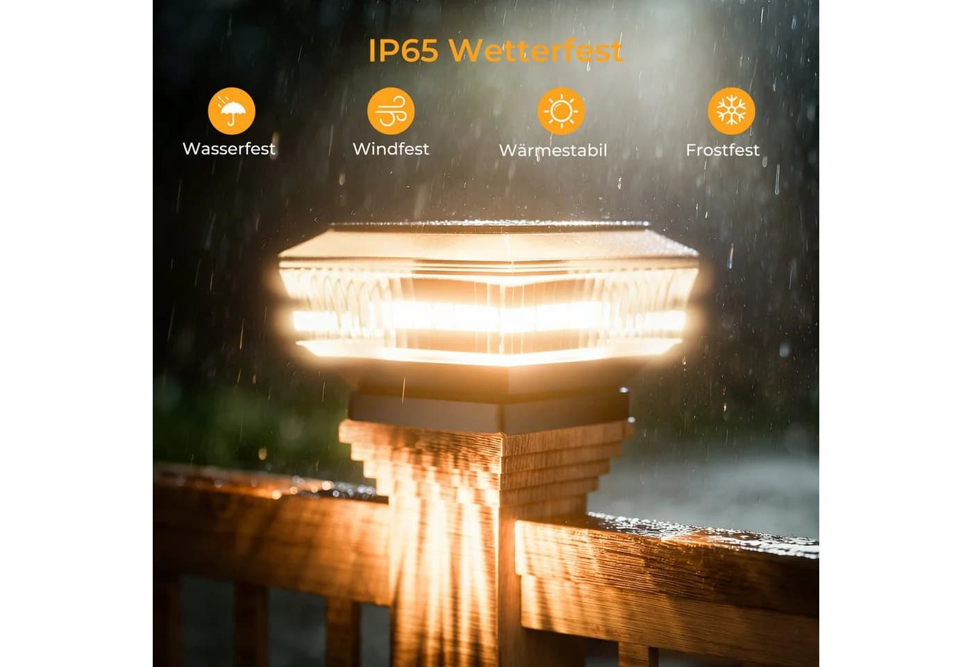 Quntis LED Solarleuchte Pfostenleuchte Außen 3 Modi ABS+PC - Bild 3
