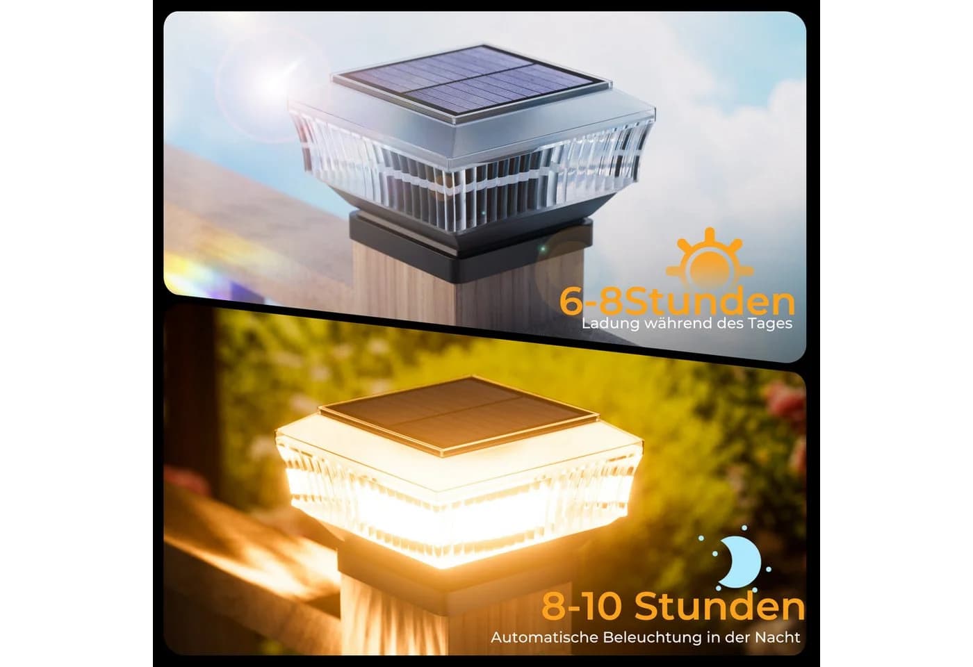 Quntis LED Solarleuchte Pfostenleuchte Außen 3 Modi ABS+PC - Bild 5