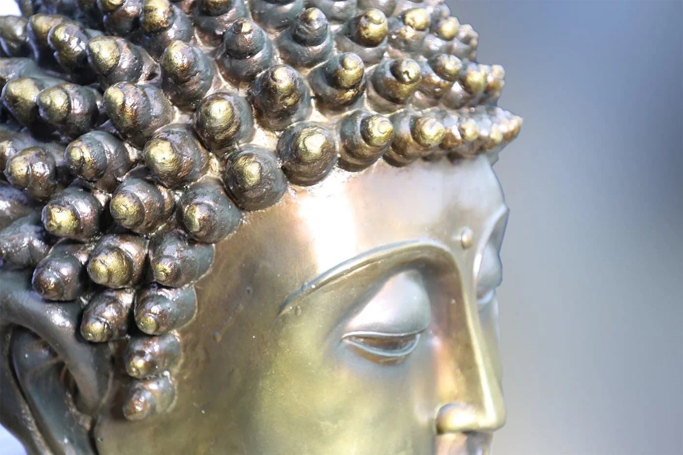 Steelboxx Buddhafigur XXL Buddha Kopf 82cm Skulptur Gold-Bronze