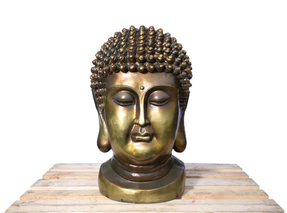 Steelboxx Buddhafigur XXL Buddha Kopf 82cm Skulptur Gold-Bronze - Bild 2