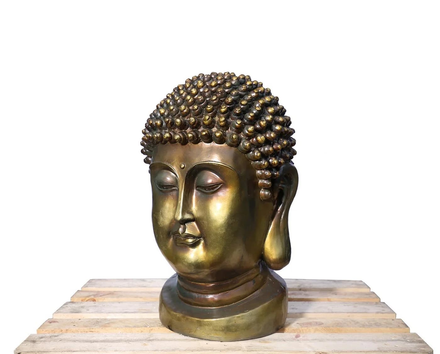 Steelboxx Buddhafigur XXL Buddha Kopf 82cm Skulptur Gold-Bronze - Bild 3
