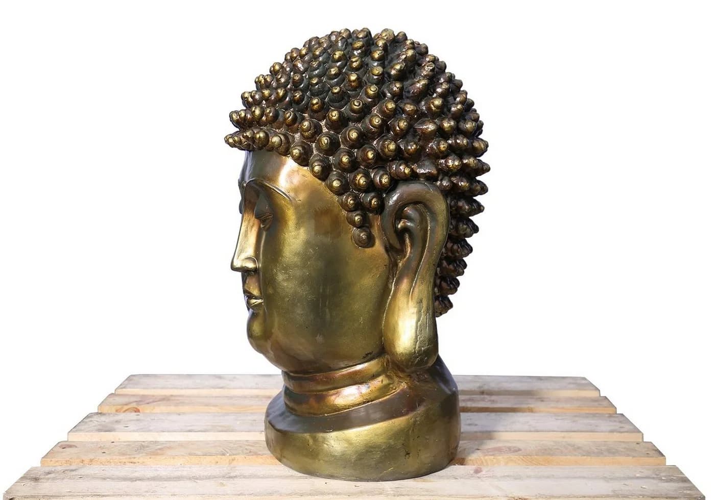 Steelboxx Buddhafigur XXL Buddha Kopf 82cm Skulptur Gold-Bronze - Bild 4