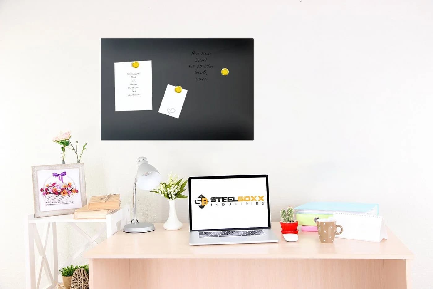 Steelboxx Memoboard Glas Memoboard 200 x 600 x 40 mm Schwarz