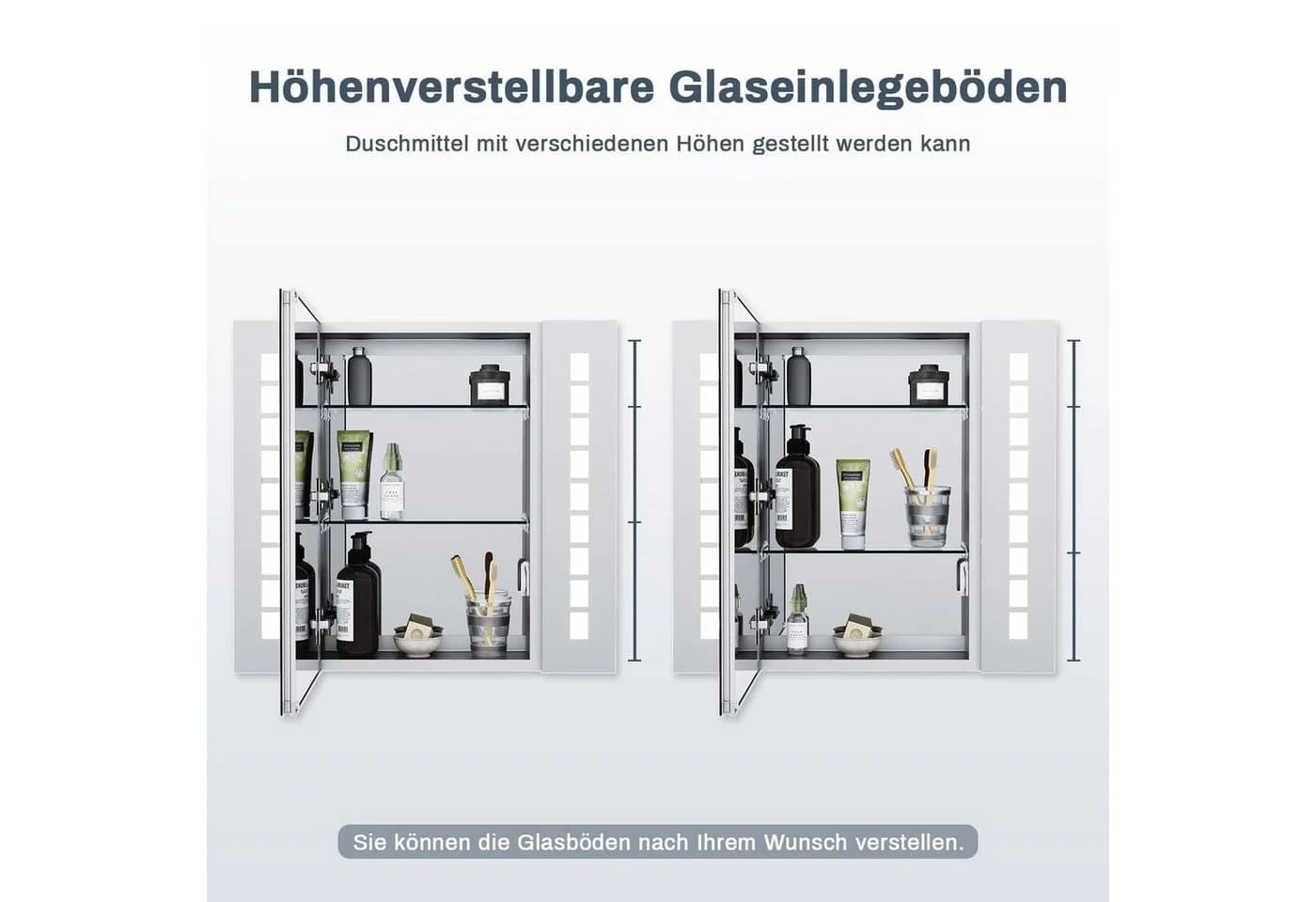 SONNI Spiegelschrank Aluminium mit Touch-Bedienung und integrierter Rasierersteckdose - Bild 5